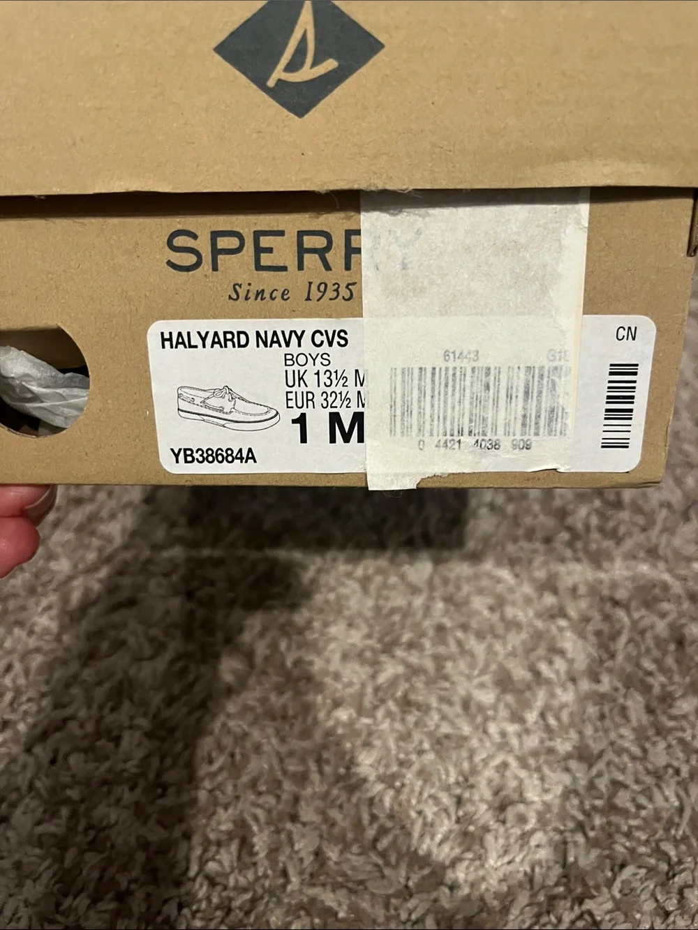 Sperry Boys Kids Youth Sperry Top Sider Halyard Brown Navy Blue Canvas Boat